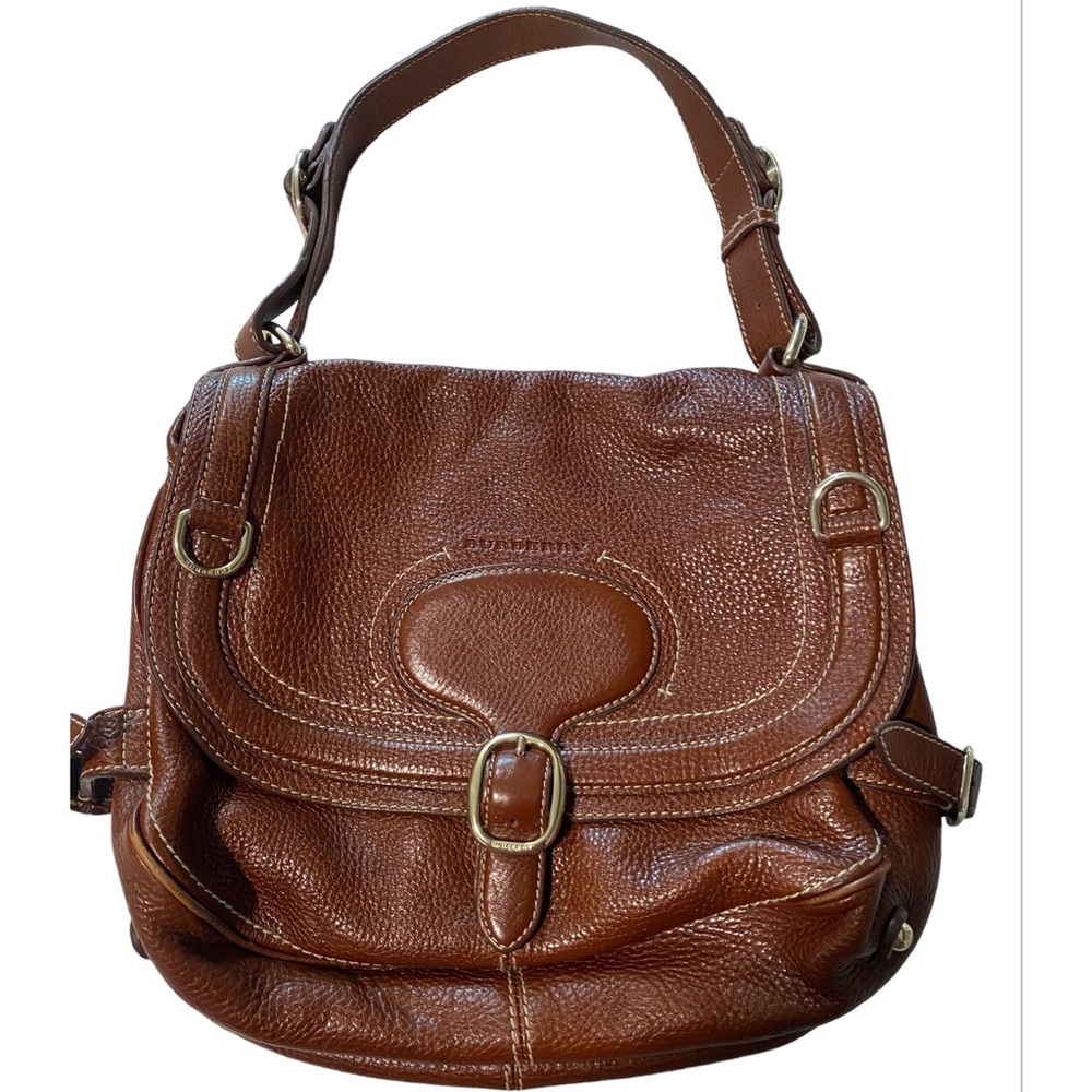 Burberry Double Sided Brown Leather Purse Hand Bag